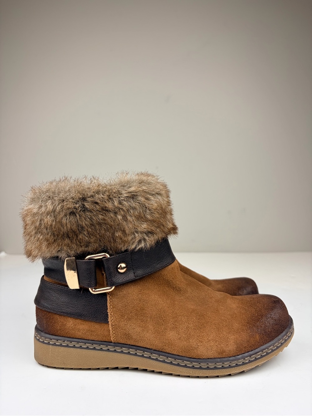 Spring Step Popsicle Ankle Boots Faux Fur Brown Women’s EU‎ 38 US 7.5
